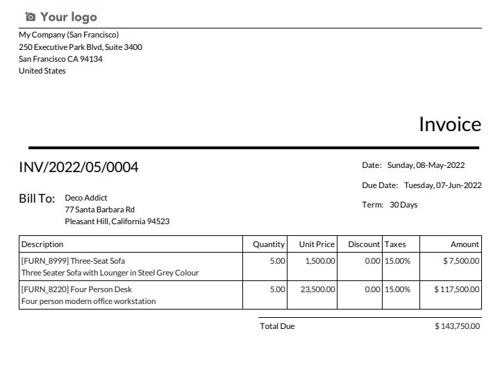 Custom invoice templates anaconex solutions odoo apps store 